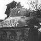 A captured M4A1 Sherman tank in German hands.